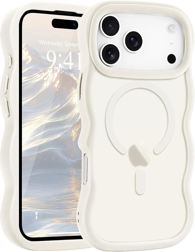 for iPhone 17 Pro Max Case, Curly Wavy Frame Hard Translucent Matte Clear Back Cover for Women Me... | Amazon (US)