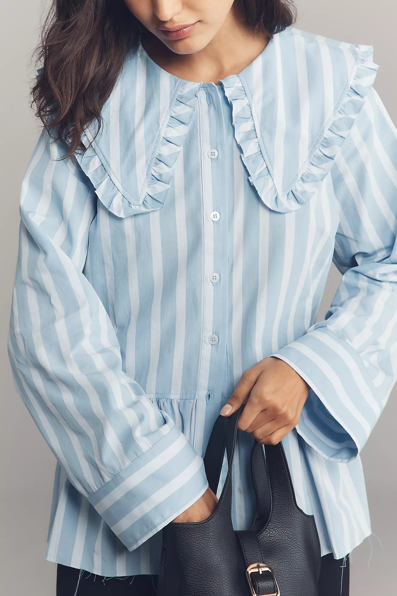 Maeve Cotton Long-Sleeve Collared Blouse | Anthropologie (UK)