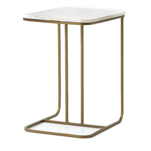 Kristina End Table, Matte Brass/Marble | One Kings Lane