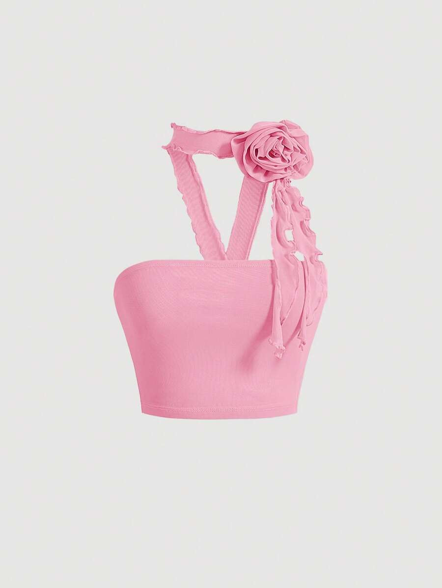 SHEIN MOD Stereo Flower Halter Top | SHEIN