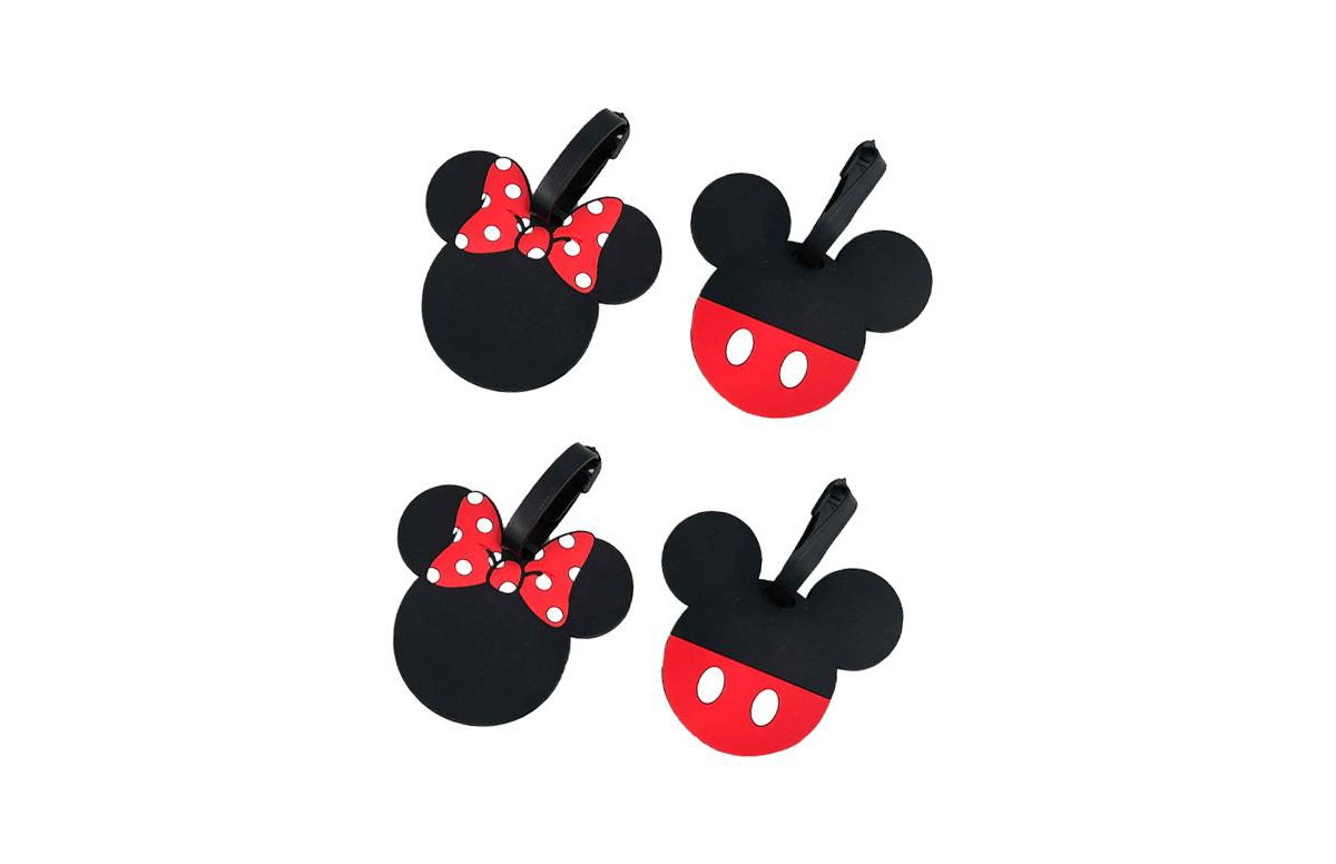 Disney Mickey Mouse and Minnie Mouse Luggage Tags Gifts Mickey and Minnie Pvc Travel Tags Gifts - Set of 4 - Red, black | Macy's