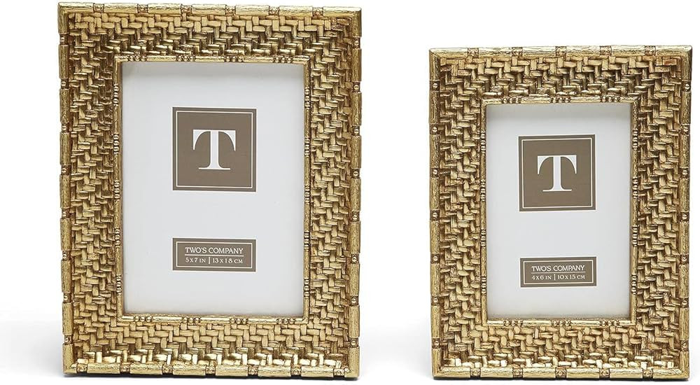 Two's Company Gold Weave Set of 2 Photo Frames Includes 2 Sizes | Amazon (US)