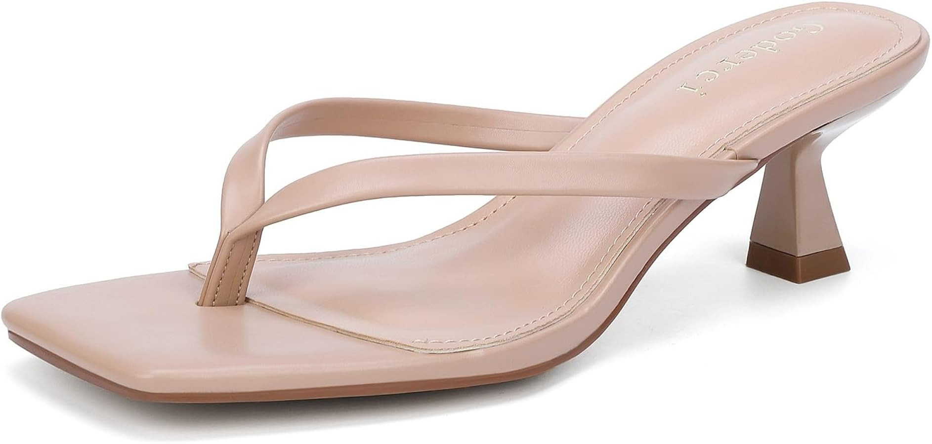 Kitten Flip Flop Thong Low Heels for Women Square Open Toe Slip On Heeled Sandals | Amazon (US)