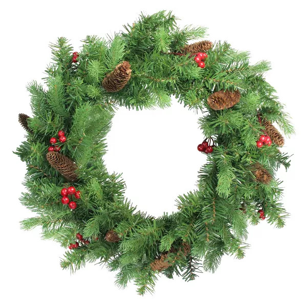 Northlight Noble Fir with Berries Artificial Christmas Wreath - 24-Inch, Unlit | Target