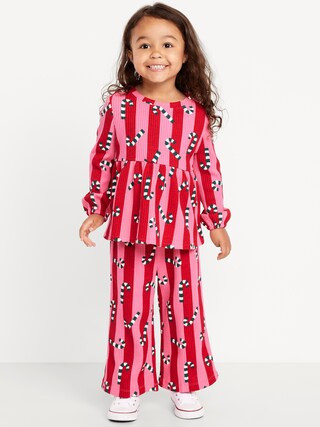 Waffle-Knit Peplum Top and Pants Set for Toddler Girls | Old Navy (US)