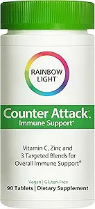 Rainbow Light Immune Support, Vitamin C & Zinc, Counter Attack, Gluten Free, Vegan, Sugar-Free, 3... | Amazon (US)