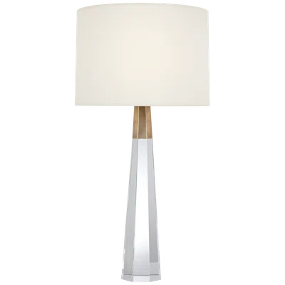 Olsen Cordless Table Lamp in Crystal and Hand-Rubbed Antique Brass with Linen Shade | Wayfair North America
