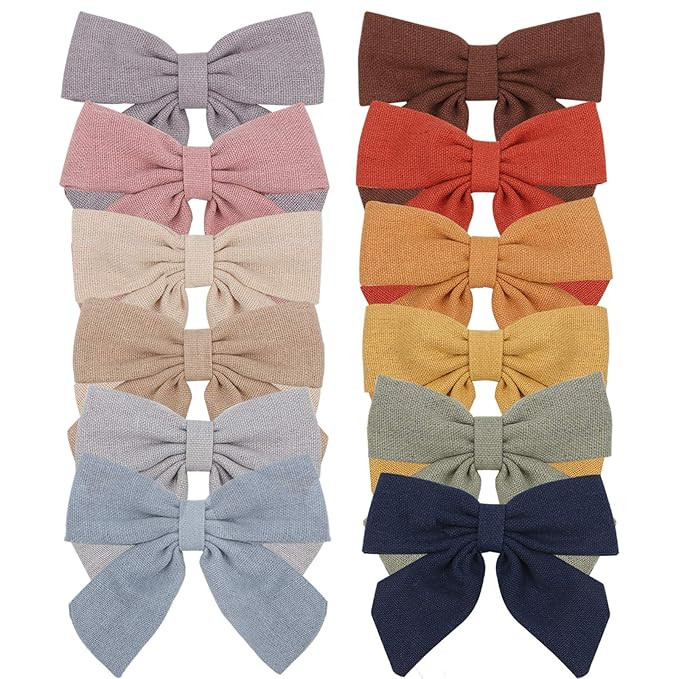 12 PCS Baby Girls Hair Bows Clips 4.5 inch Alligator Clips Tiny Barrettes Accessories for Fine Ha... | Amazon (US)