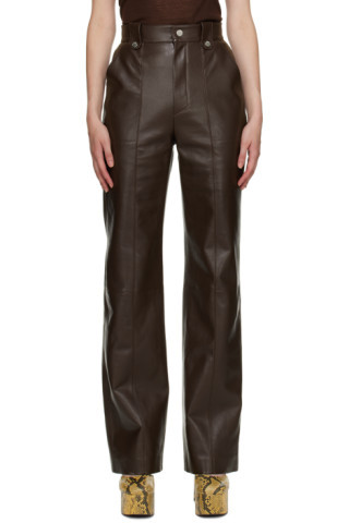 Brown Zelda Regenerated Leather Pants | SSENSE