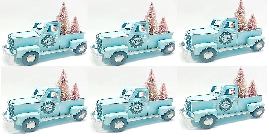 Holiday Time Set of 6 Car with Tree Ornament. Whimsy Theme. Aqua Blue & Pink Color. | Walmart (US)