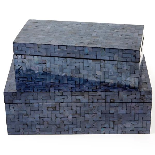 Shimmering 2 Piece Decorative Box Set with Herringbone Pattern | Wayfair North America