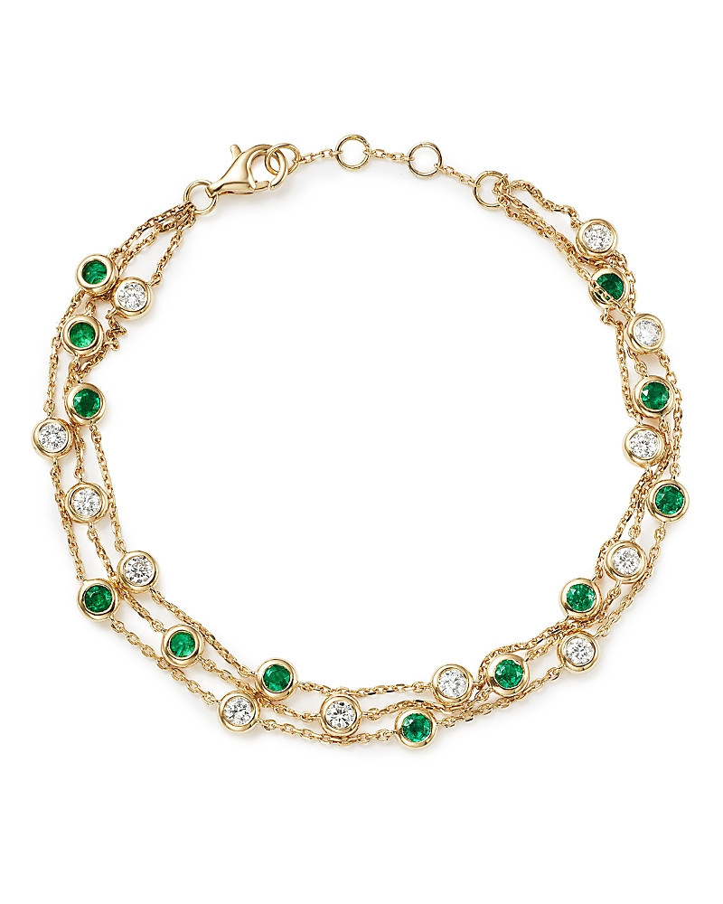 Bloomingdale's Fine Collection Emerald & Diamond Station Bracelet in 18K Yellow Gold | Bloomingdale's (US)