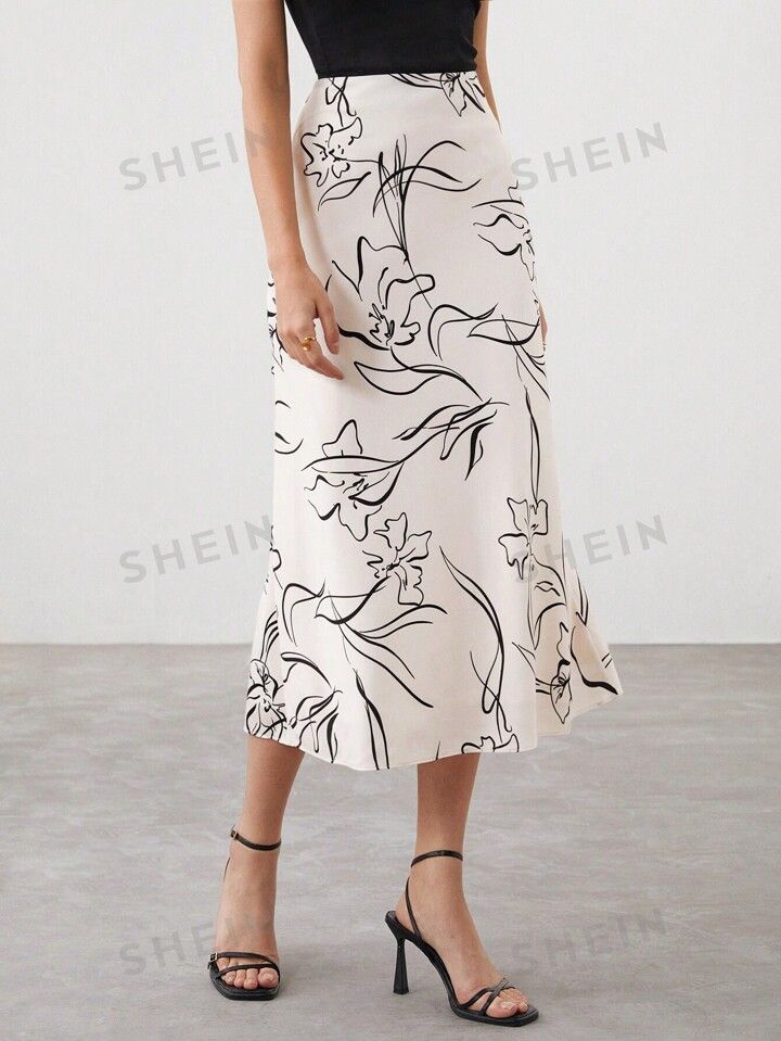 SHEIN BIZwear Vrouwen Bloemen Geprint Lange rok | SHEIN