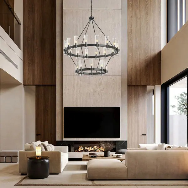 KAYLA 60in 30-Lights Gold Luxury Wagon Wheel Chandelier | Bed Bath & Beyond