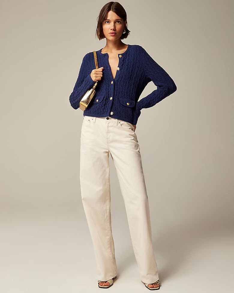 Odette cable-knit sweater lady jacket in cotton-blend boucl&eacute; | J. Crew US