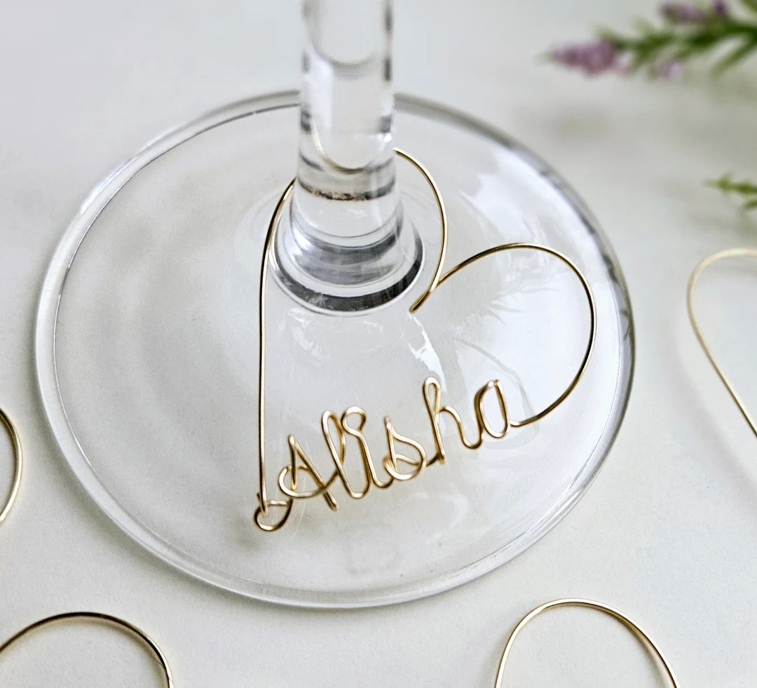 Heart Wine Charms, Personalized Wedding Favors, Wine Gift - Etsy | Etsy (US)