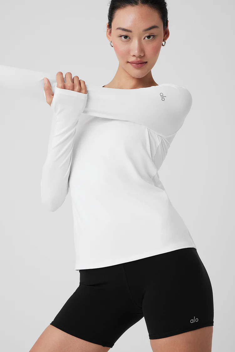 Alosoft Finesse Long Sleeve - White | Alo Yoga (US)