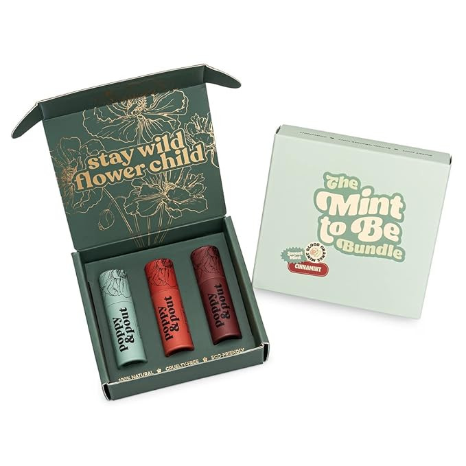 3pk + Gift Box, Poppy & Pout 100% Natural Lip Balm, Cardboard Tube, Hand-filled - Beeswax, Vitami... | Amazon (US)