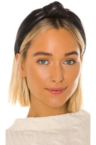Lele Sadoughi Faux Leather Knotted Headband in Matte Black from Revolve.com | Revolve Clothing (Global)