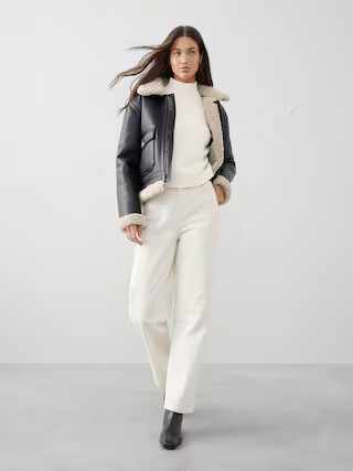 Oversized Ribbed Cropped Sweater | Banana Republic Factory