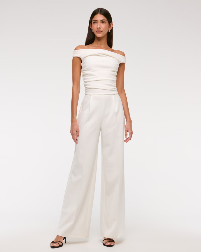 Women's Off-The-Shoulder Draped Jumpsuit | Women's Dresses & Jumpsuits | Abercrombie.com | Abercrombie & Fitch (US)