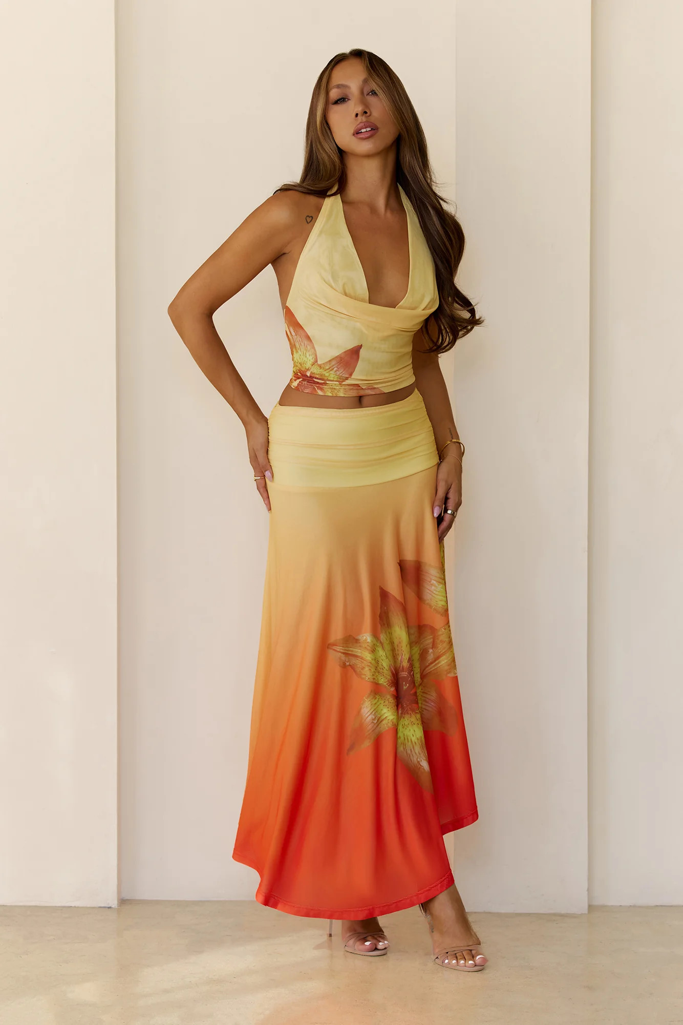 Starlit Petal Maxi Skirt Yellow | Hello Molly (US)