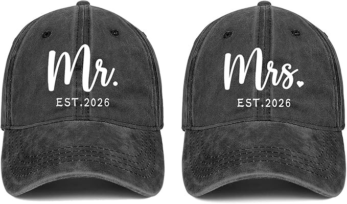 Mrs Bride Hat Bridal Shower Gifts Wedding Mr Couple Gift Cap Black | Amazon (US)