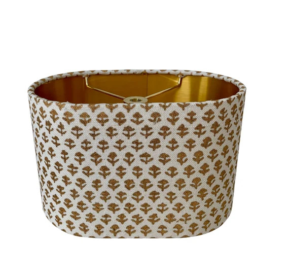 Oval Lamp Shade-John Robshaw Gold Floral Lamp Shade-Custom | Etsy | Etsy (US)