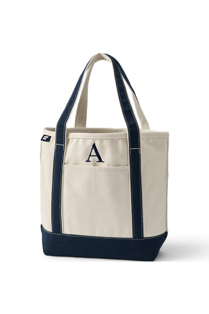 Pre-Monogrammed Letter A Canvas Tote Bag - Lands' End - Ivory | Lands' End (US)
