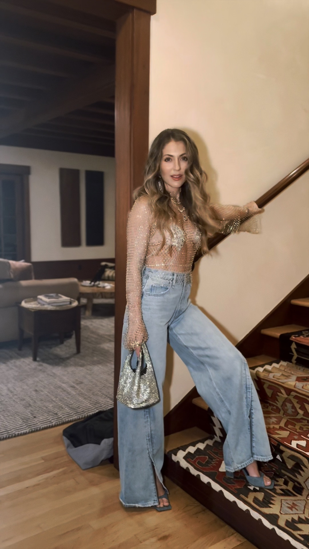 Birthday look 💎🩵 denim and diamonds was the theme a friend did for my party and it made for a very fun group of gals getting ready together :) 

My most worn jeans plus a fun top ;) diamond bra with a rhinestone mesh top over and a new favorite denim jacket with faux fur trim. 

My jean heels are old ones and no longer sold but found a few other options that I love. 



#LTKStyleTip #LTKParties #LTKSaleAlert