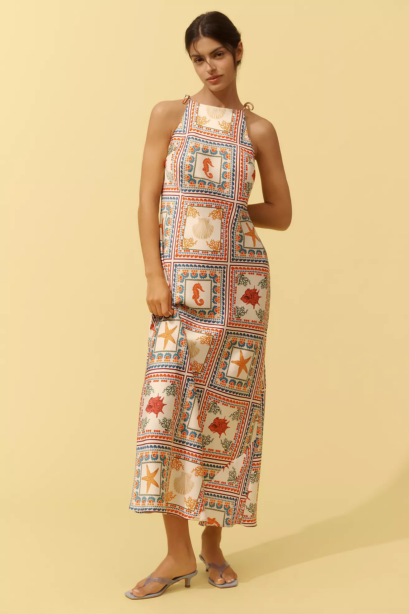 By Anthropologie Tie-Neck Column Midi Dress | Anthropologie (US)