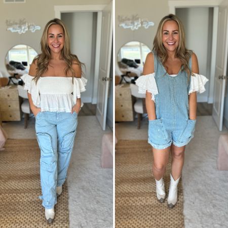 Showing you 2 ways to wear this super cute make waves reversible tip from Free People it’s under $50 and so versatile. 

Pair it with utility pants or shortalls for a chic and stylish look ✨ 

I’m wearing a Medium in everything. 

#freepeoplepartner @freepeople #springoutfits #countryconcertlook

#LTKmidsize #LTKstyletip #LTKSeasonal