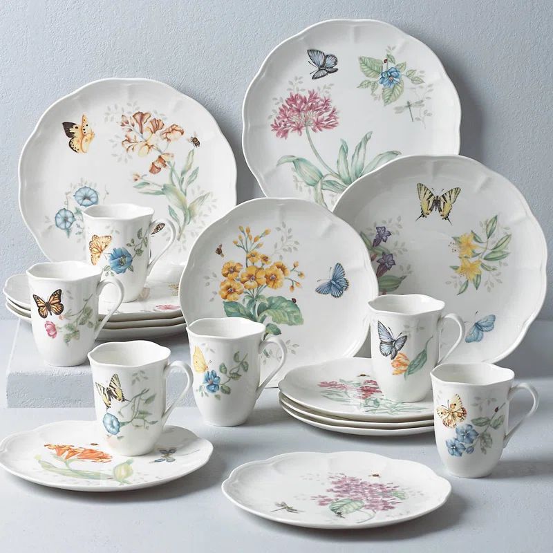 Lenox Butterfly Meadow Porcelain China Dinnerware Set - Service for 6 | Wayfair North America