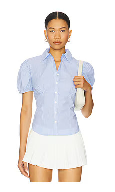 LIONESS Mon Cheri Blouse in Blue Stripe from Revolve.com | Revolve Clothing (Global)