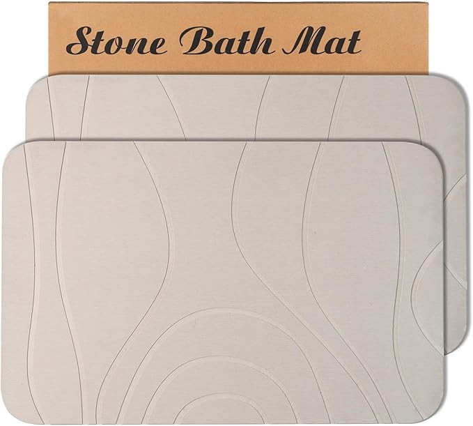 Stone Bath Mat, 2 Pack Diatomaceous Earth Shower Mat, Non-Slip Super Absorbent Quick Drying Bathr... | Amazon (US)