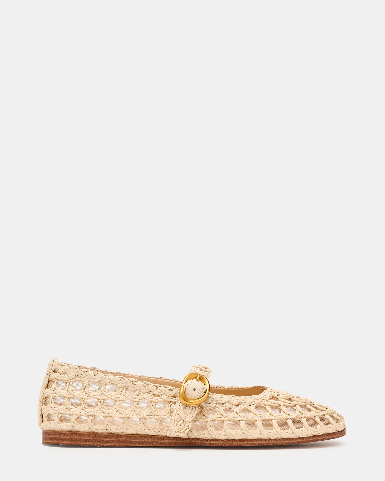 MELODY Natural Raffia Mary Jane Woven Buckle Round-Toe Women's Flat | Steve Madden (US)