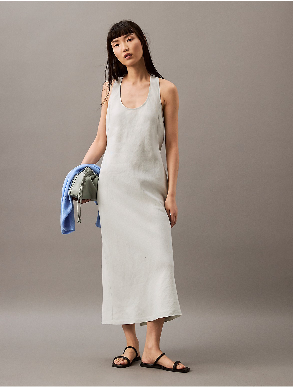 Calvin Klein Women's Linen Blend Casual Day Dress - Grey - S | Calvin Klein (US)