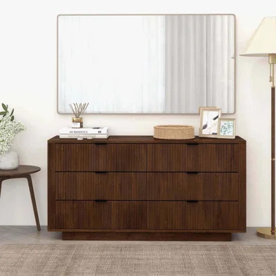 Lola Mid Century Modern Walnut Dresser With 6 Drawers | Wayfair North America