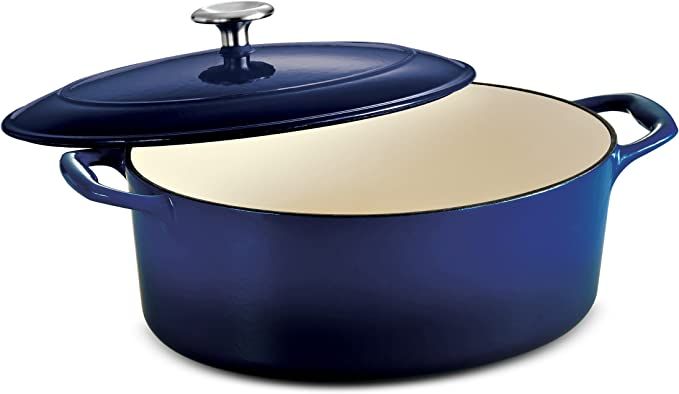 Tramontina Covered Oval Dutch Oven Enameled Cast Iron 5.5-Quart Gradated Cobalt, 80131/077DS | Amazon (US)