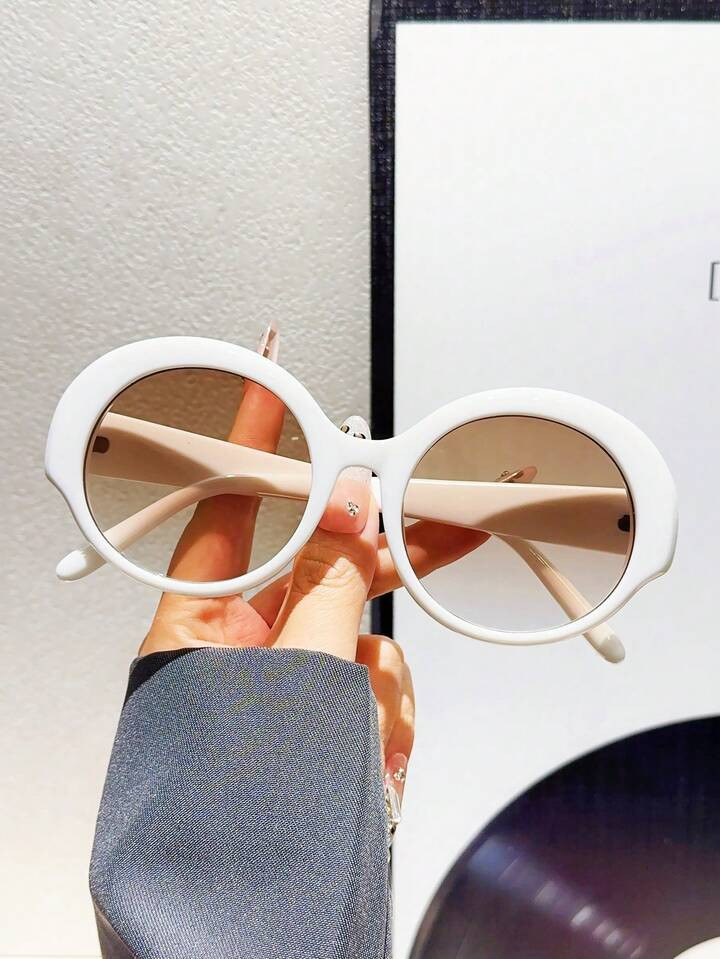 1pc Unisex Oval Retro Minimalist Street Style Y2K Fashion Glasses, Suitable For Vacation | SHEIN