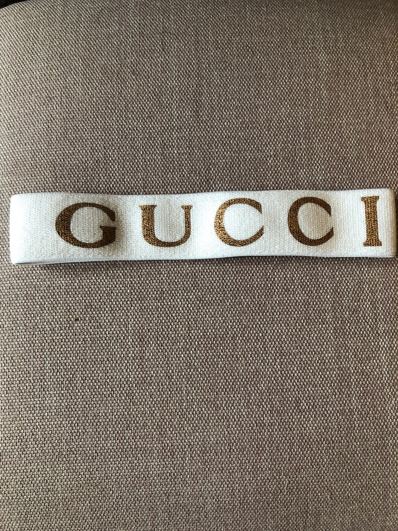 Gold and White Designer Elastic GG Headband | Etsy (US)