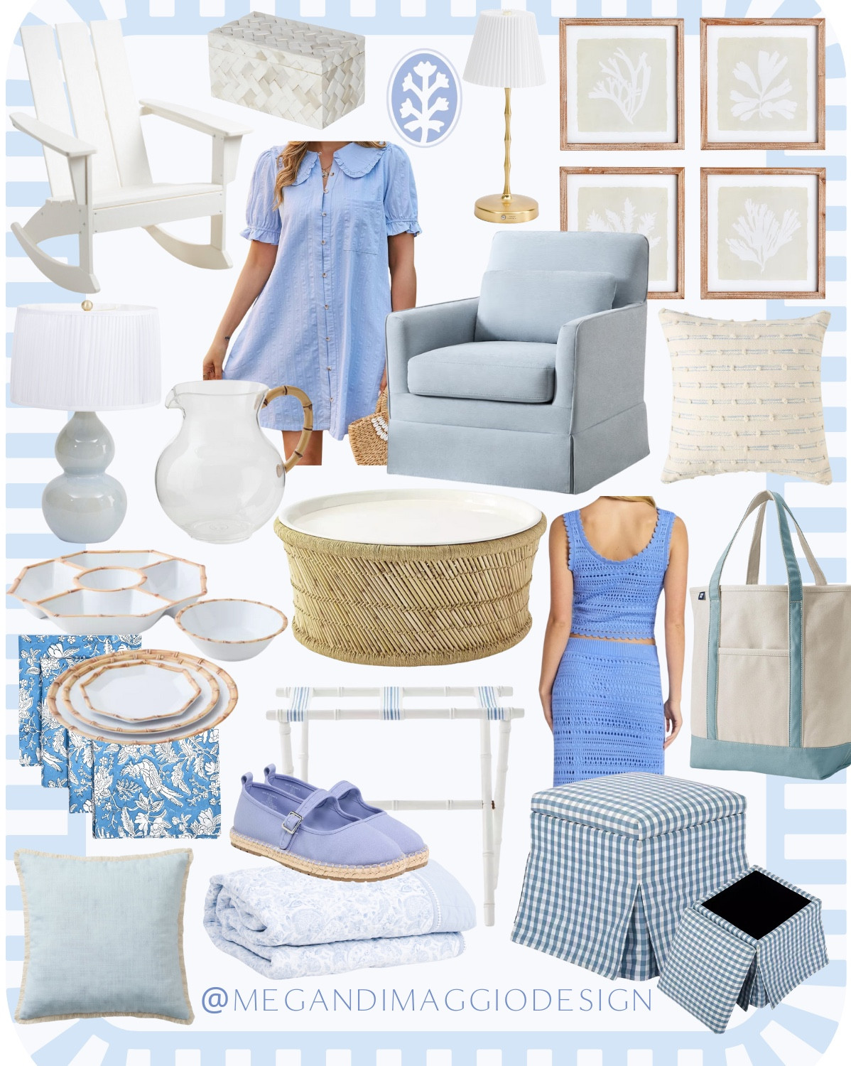 Blue & white coastal items for Spring & Summer that have caught my eye!! I just bought these new light blue swivel chairs (the machine washable slipcovers is what sold me!!), these new gourd table lamps, Serena & Lily dupe pillow, and these new blue dresses from AMAZON & WALMART!! 🤯🙌🏻 looove the two piece crocheted set one!! 😍

Plus restock alert on this Serena & Lily dupe gingham STORAGE ottoman!! Selling fast!!

#LTKootd #LTKHome #LTKSaleAlert