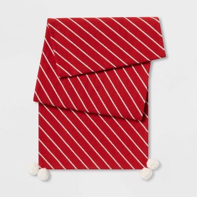 72" x 14" Cotton Striped Table Runner Red - Threshold™ | Target