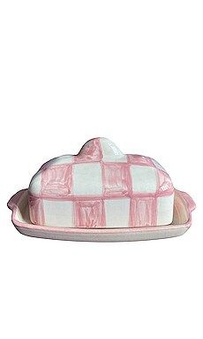 Vaisselle Buttercup Butter Dish in White & Pink Checkerboard from Revolve.com | Revolve Clothing (Global)