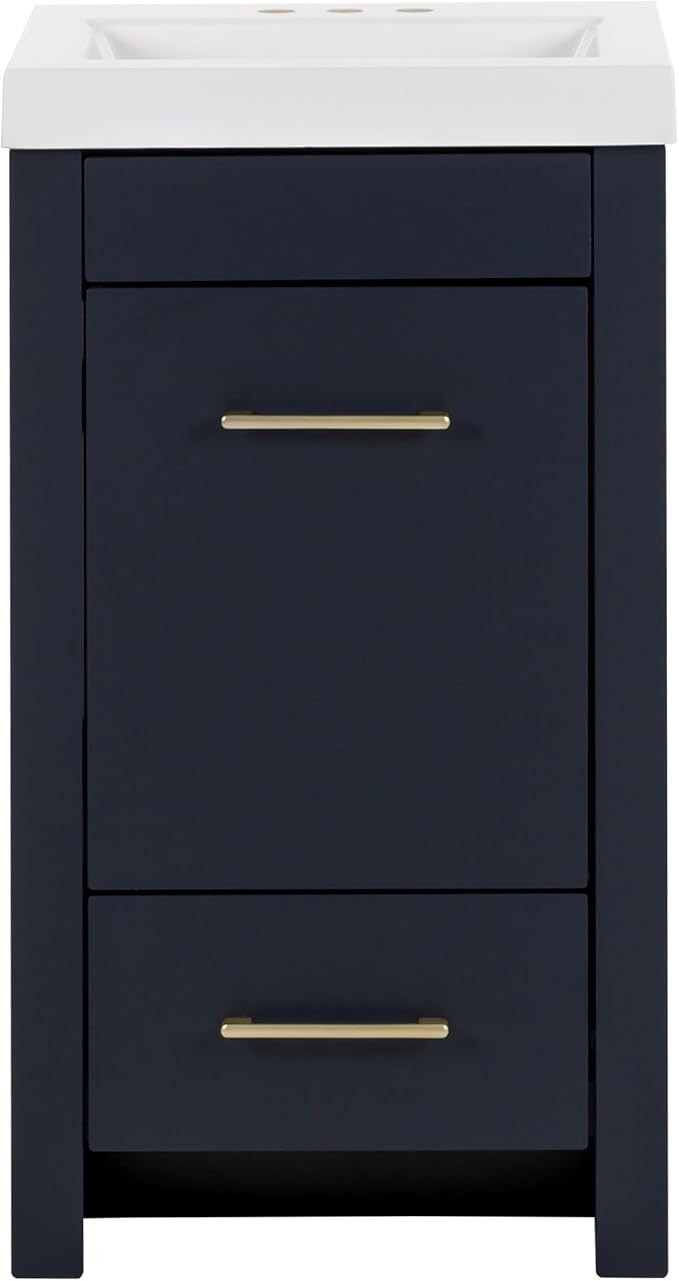 Spring Mill Cabinets Nixie 18 Inch Bathroom Vanity with White Single Sink Top, 1-Door Cabinet, 1 ... | Amazon (US)