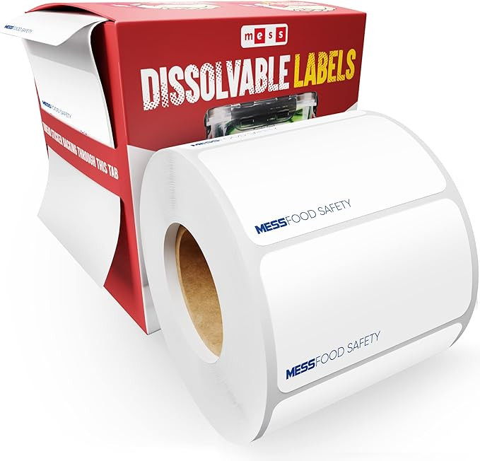MESS Dissolvable Labels for Food Containers 1x2" Blank Food Labels - Removable Labels for Freezer... | Amazon (US)