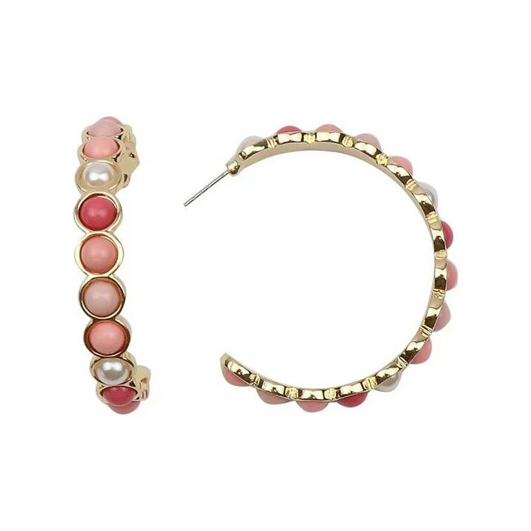 Time and Tru Women's Gold Tone Color Studded Earring, Pink and Blush, 1 Pair | Walmart (US)