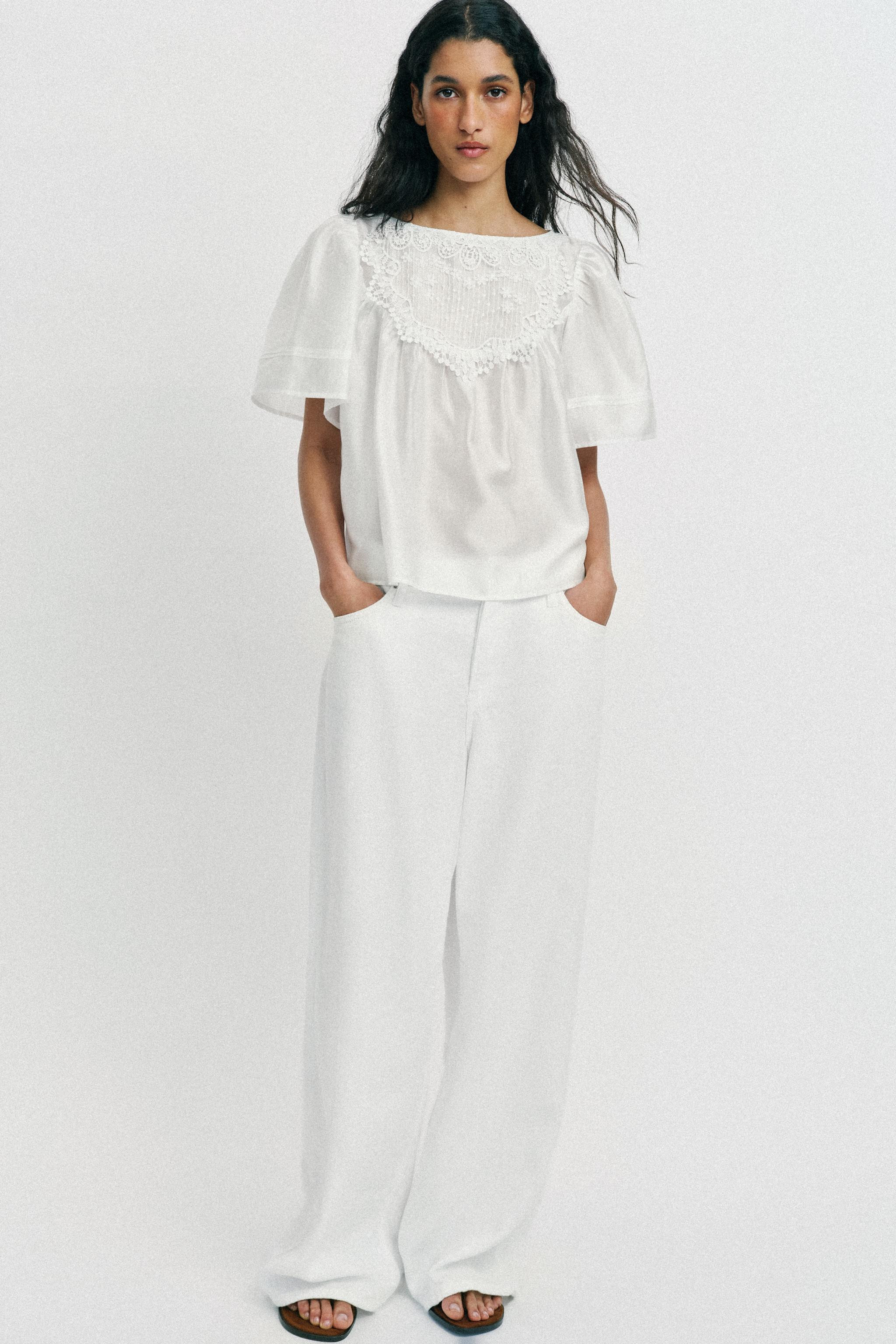 SHORT SLEEVE EMBROIDERED BLOUSE | Zara US