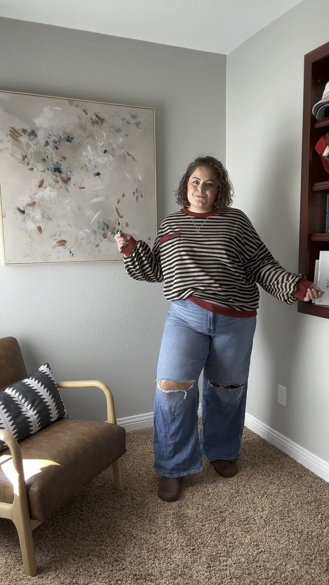 Curvy girl Amazon fall finds! ✨🤎🍂

Striped sweatshirt XXL
Navy sweater XL
Pants XL

bust 44  //  waist 39  //  hips 54 

#LTKPlusSize #LTKFindsUnder50 #LTKMidsize