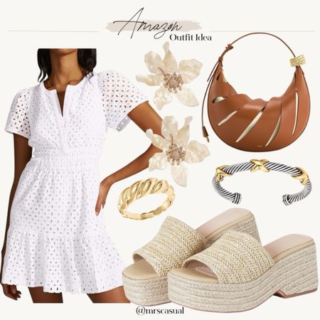 Amazon eyelet dress for spring summer. Raffia platform sandals 

#LTKstyletip #LTKSeasonal #LTKfindsunder50